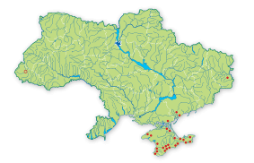 Карта поширення Аскалаф строкатий в Україні