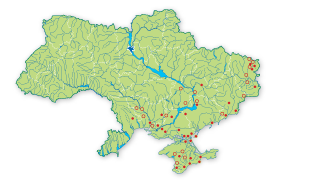 Карта распространения Тюльпан Шренка в Украине