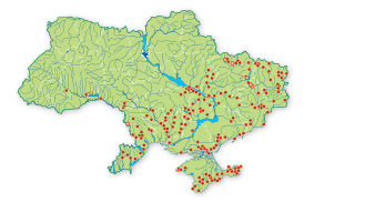 Карта распространения Ковыль Лессинга в Украине