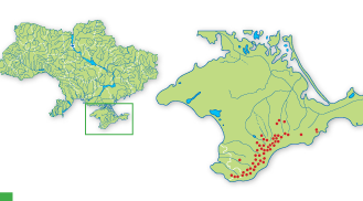 Карта распространения Ясколка Биберштейна в Украине