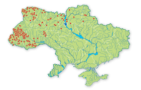 Карта распространения Аист черный в Украине